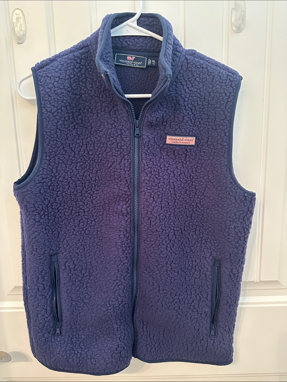Vineyard Vines Kids Navy Plush Sherpa Zip Vest